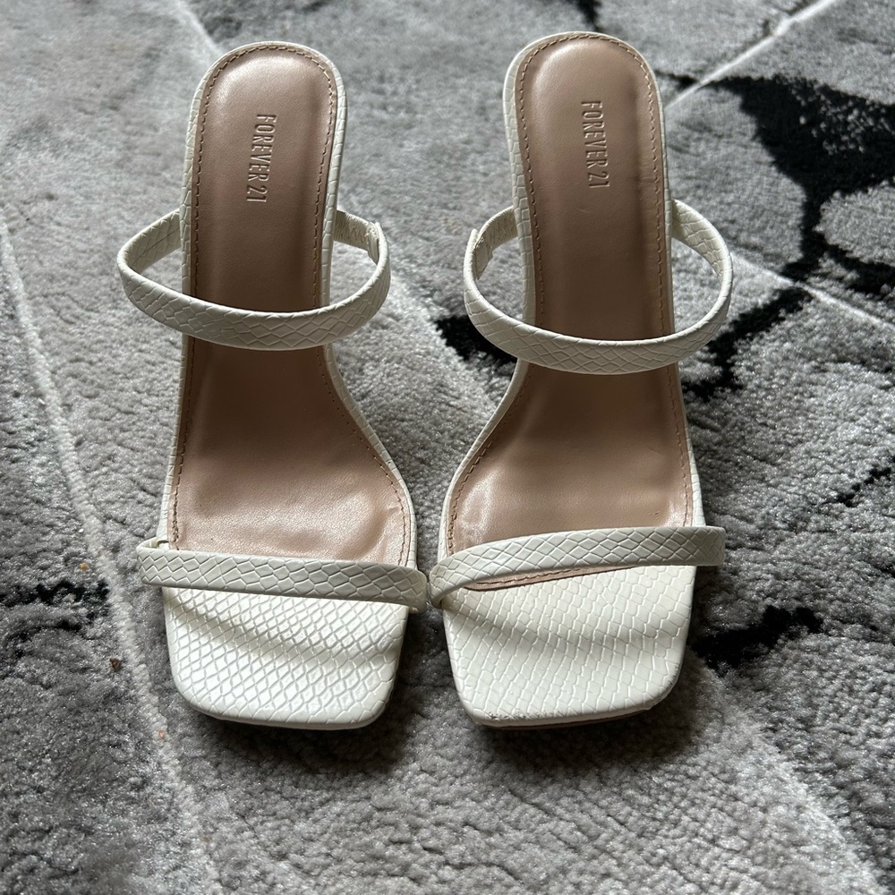 Forever 21 Cream Textured Heels